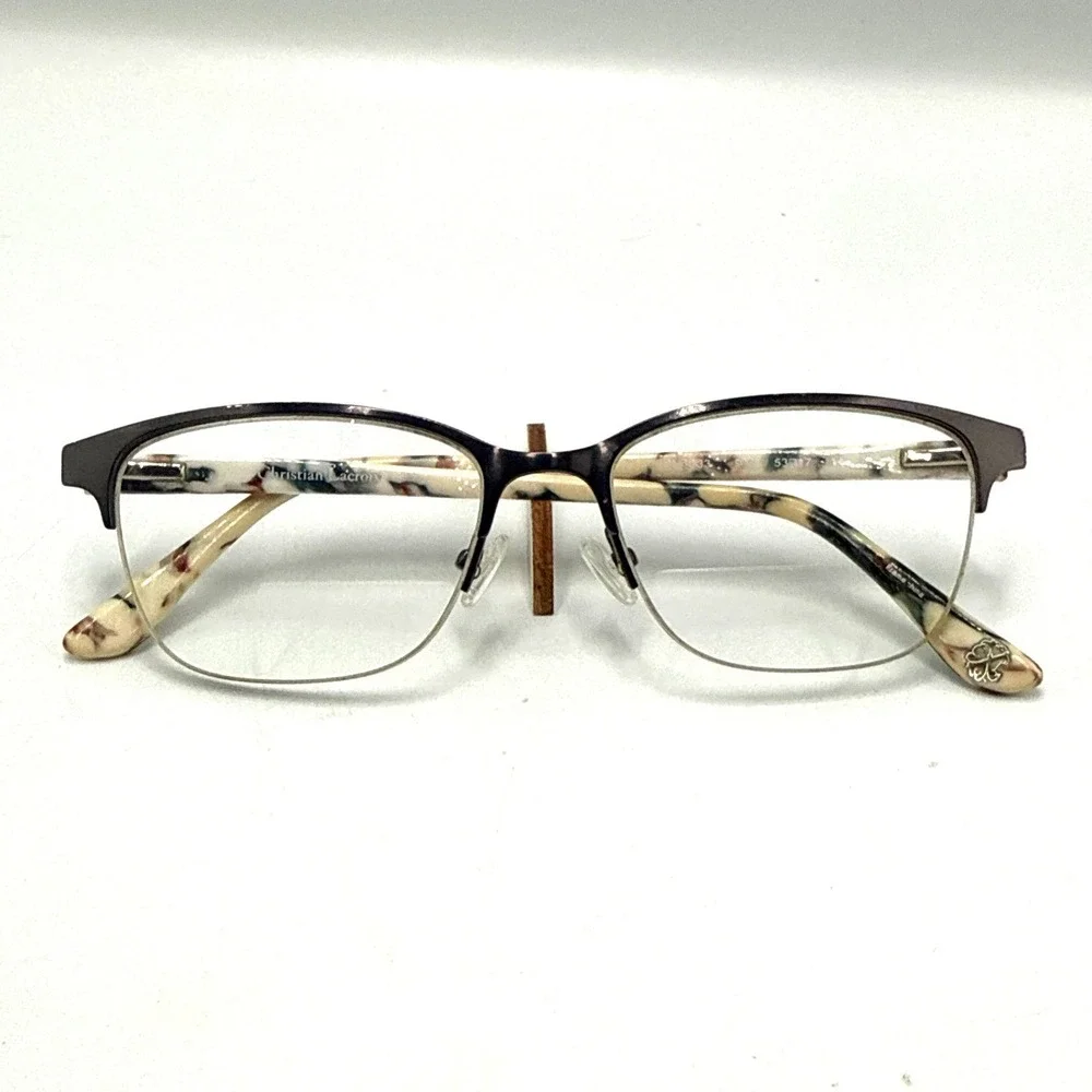 Christian Lacroix CL 3033 902 Semi Rimless Cat Eye Eyeglass Frames Marbled 53mm